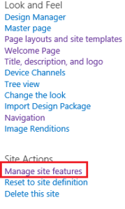 Manage Site Features