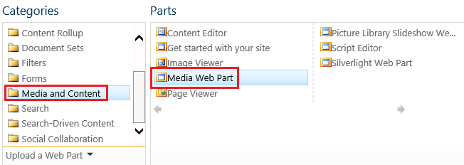 Media Web Part in SharePoint 2013